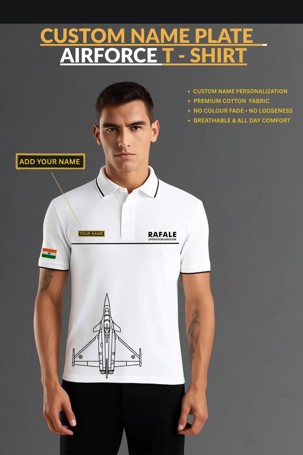Ops Sindoor IAF Custom Name Plate Cotton T shirt