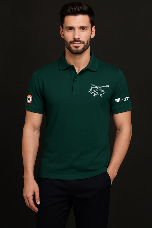 MI-17 Helicopter Embroidered Polo T-Shirt –Premium Pure cotton 240 GSM