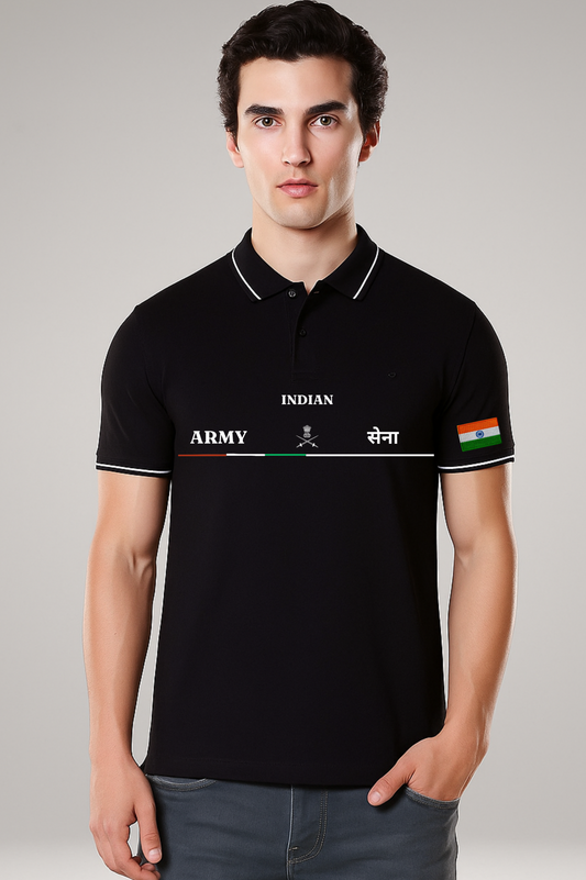 Indian Army Polo – Tricolor Edition | Premium 240 GSM Pure Cotton with Indian Flag Embroidery