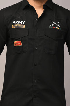 Custom Name Army Cargo Cotton Shirt