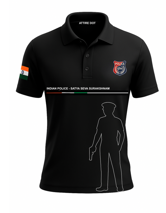 Indian Police Tribute T-Shirt – 240 GSM Premium Cotton | Satya Seva Surakshnam | ATTIRE DOT