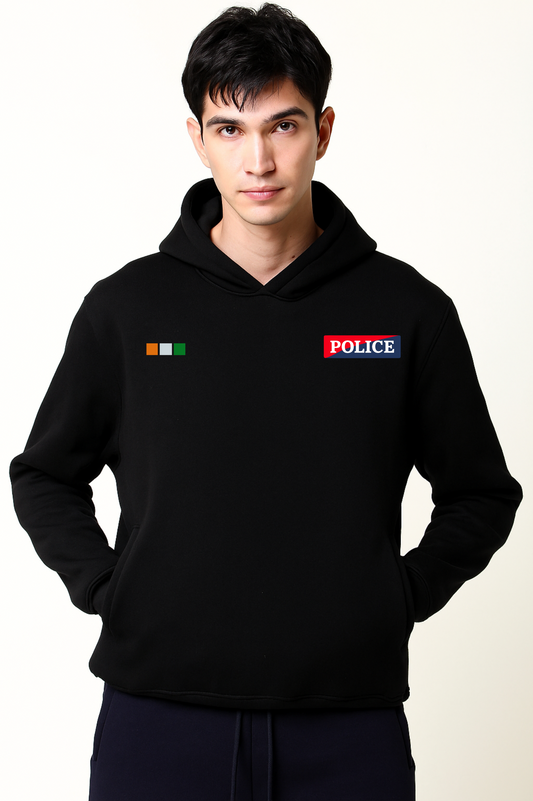Premium Police Hoodie – Heavy GSM Pure Cotton | Tricolor Badge Design