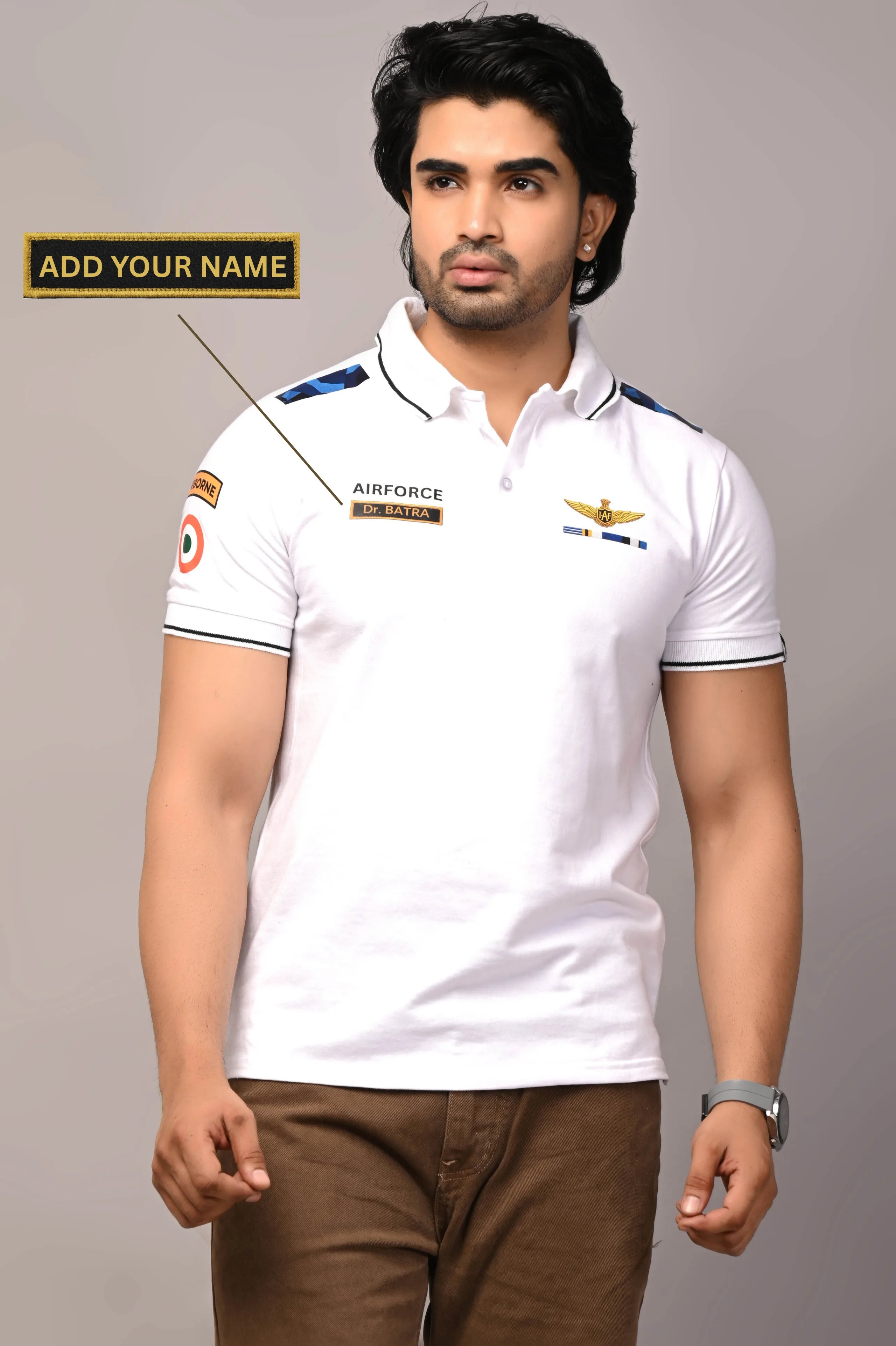 Custom Name Indian Air Force Cotton T-Shirt
