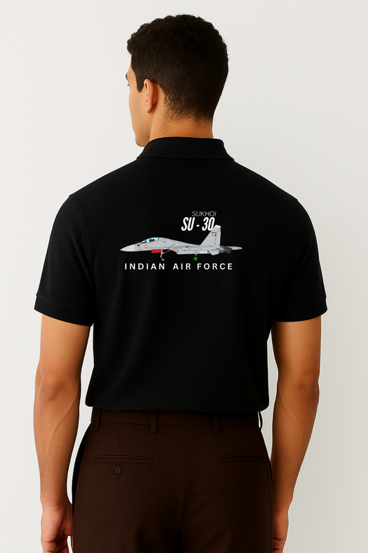Su-30 Fighter Jet Polo T-shirt Attire Dot Premium Pure cotton 240 GSM