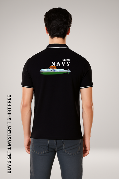 Indian Navy Submarine Polo T-Shirt – Premium Cotton Patriotic Wear