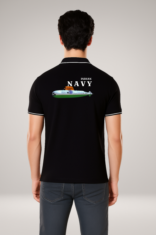 Indian Navy Submarine Polo T-Shirt – Premium Cotton Patriotic Wear