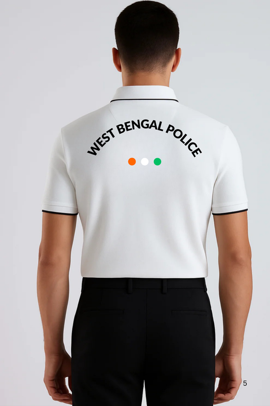 West Bengal Police White 100% Cotton Polo T-Shirt