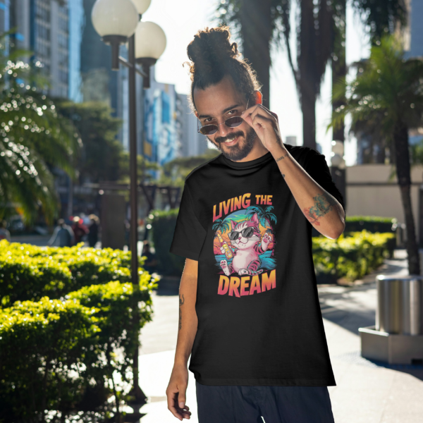 Living the Dream oversized t-shirt by Attire Dot, featuring a relaxed fit and bold text design