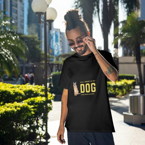 Oversized t-shirt with "All I Need Is A Dog" print and dog graphic