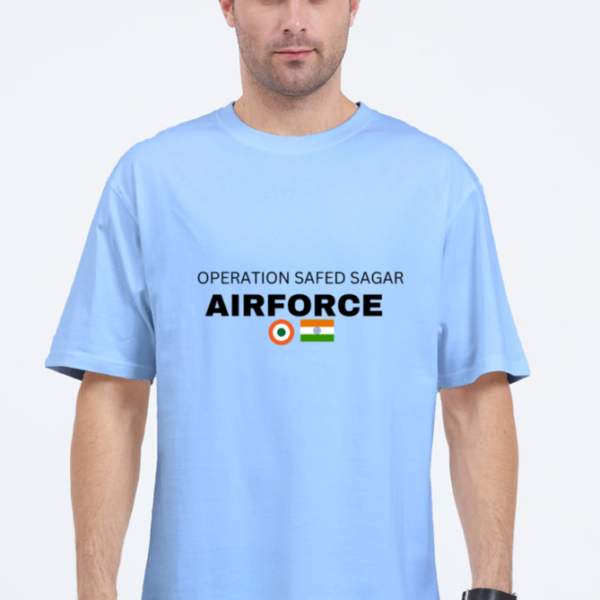 Operation Safed Sagar oversized t-shirt featuring Indian Air Force fighter jets and Kargil mountains design