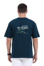 Attire Dot oversized t-shirt featuring a detailed print of the Indian Air Force Sukhoi aircraft on the back, perfect for aviation enthusiasts and showcasing national pride.