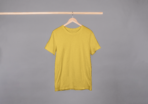 Mustard Yellow solid round neck cotton t-shirt with a classic fit, perfect for a casual yet stylish look.